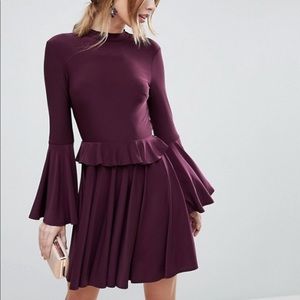 Ruffle open back skater mini dress
